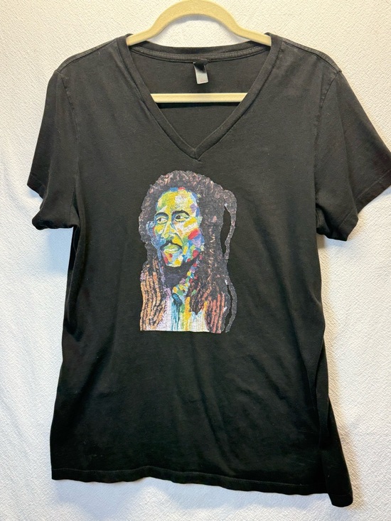 District Made Tops - Reggae Culture T-shirt Bob Marley Artist Rendition Unisex Black Caribbean Vibes